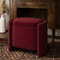 Burgundy Velvet Wrap Around Ottoman Stool - TARYN