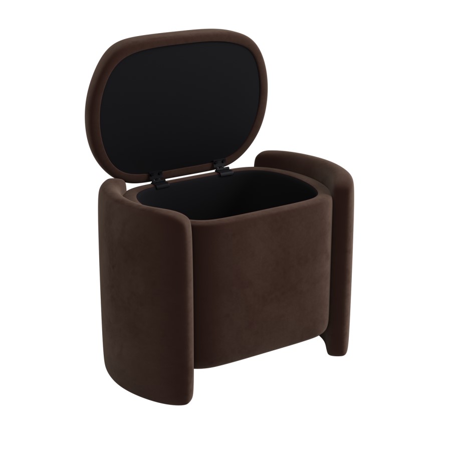 Brown Velvet Wrap Around Ottoman Stool - Taryn
