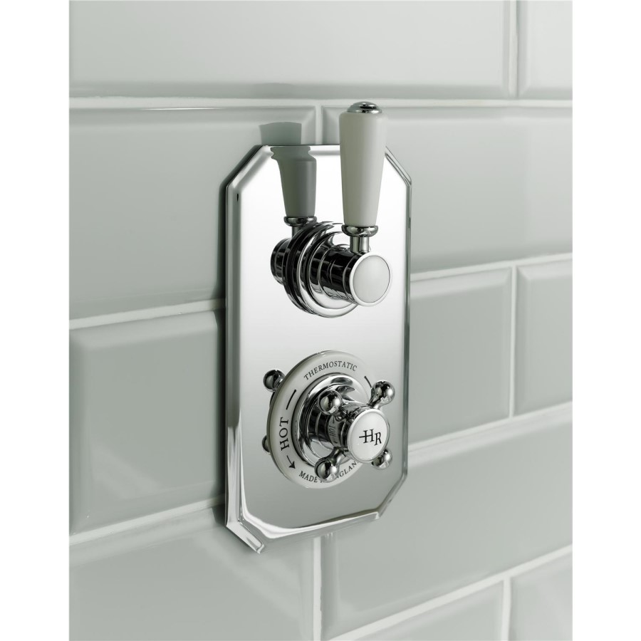 Hudson Reed White Topaz Twin Concealed Shower Valve with Diverter