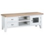 Grasmere Large White TV Unit with Oak Top - TV's up to 65"