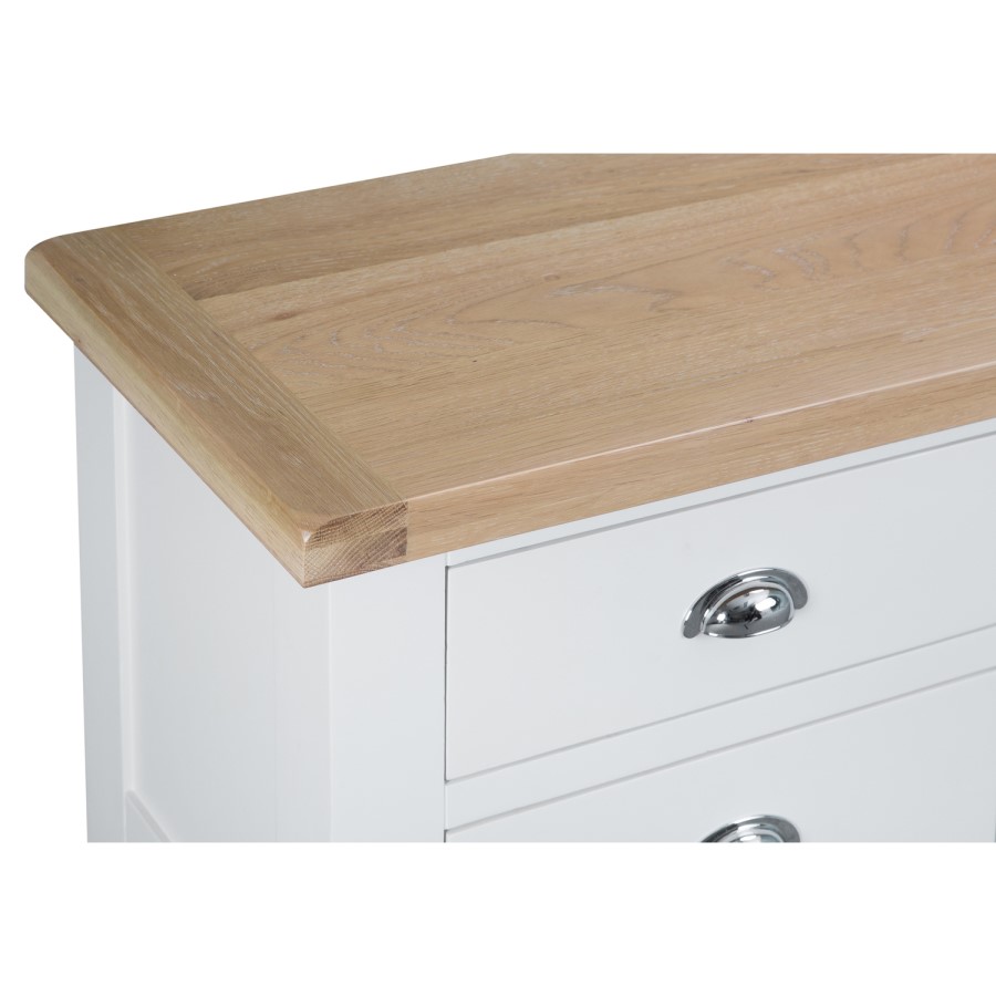 Grasmere Large White TV Unit with Oak Top - TV's up to 65"