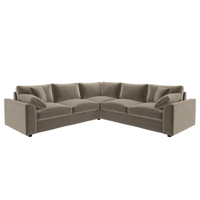 Large Mink Sustainable Velvet 5 Seater Corner Sofa - Tatum