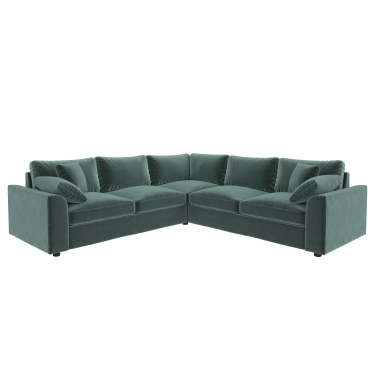 Large Blue Sustainable Velvet 5 Seater Corner Sofa - Tatum