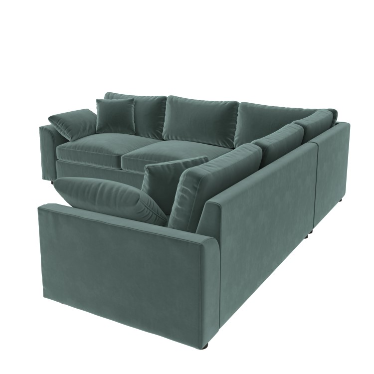 Large Blue Sustainable Velvet 5 Seater Corner Sofa - Tatum