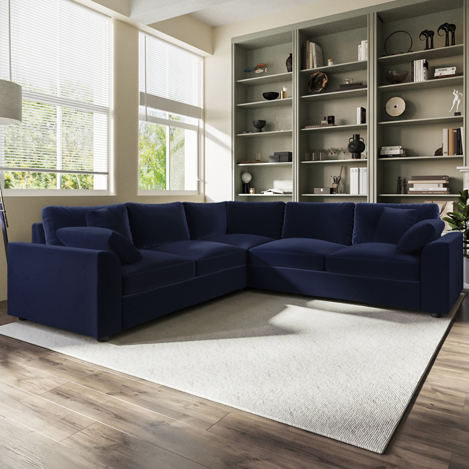 Navy Blue Cloth Sofa