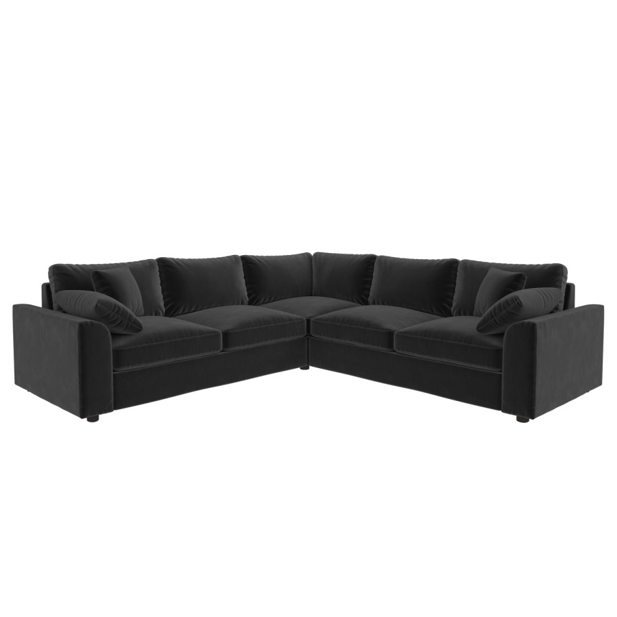 GRADE A1 - 5 Seater Corner Sofa in Charcoal Sustainable Velvet Fabric - Tatum