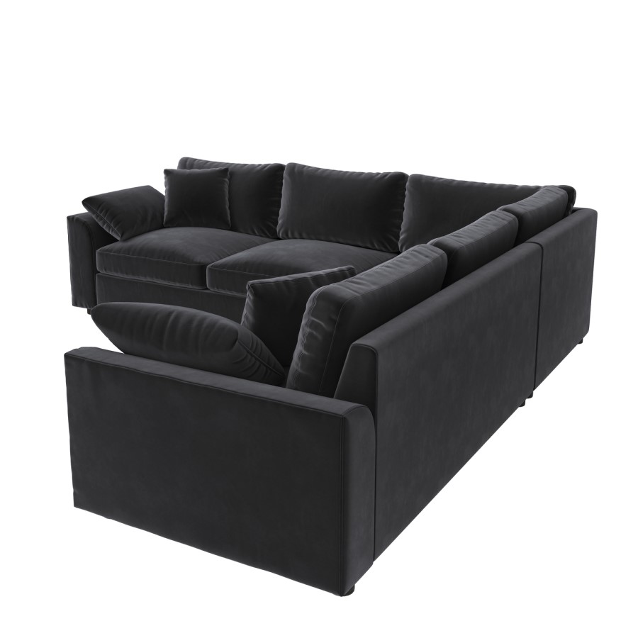GRADE A1 - 5 Seater Corner Sofa in Charcoal Sustainable Velvet Fabric - Tatum
