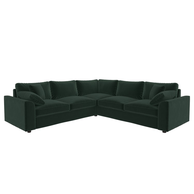 Large Green Sustainable Velvet 5 Seater Corner Sofa - Tatum