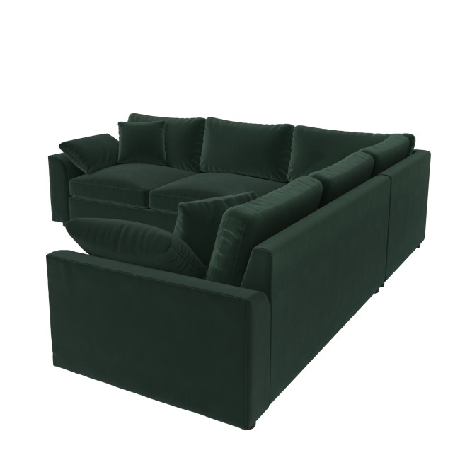 Large Green Sustainable Velvet 5 Seater Corner Sofa - Tatum