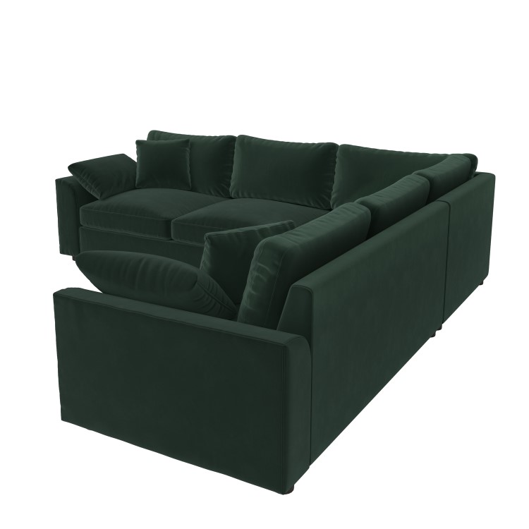 Large Green Sustainable Velvet 5 Seater Corner Sofa - Tatum