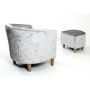 Silver Crushed Velvet Tub Chair and Footstool Set