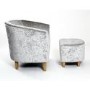 Silver Crushed Velvet Tub Chair and Footstool Set