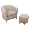 Tweed BeigeTub Chair &amp; Footstool Set
