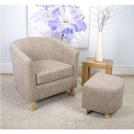 GRADE A1 - Tweed Tub Chair and Footstool Set