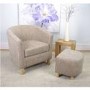 GRADE A1 - Tweed Tub Chair and Footstool Set