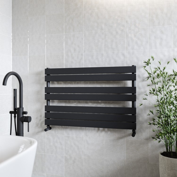 Black Heated Towel Rail Radiator 600 x 1000mm - Tundra