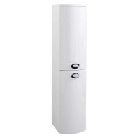 Curved White Wall Hung Tall Bathroom Storage Cabinet - W320 x H1418mm Curved White Wall Hung Tall Bathroom Storage Cabinet - W320 x H1418mm