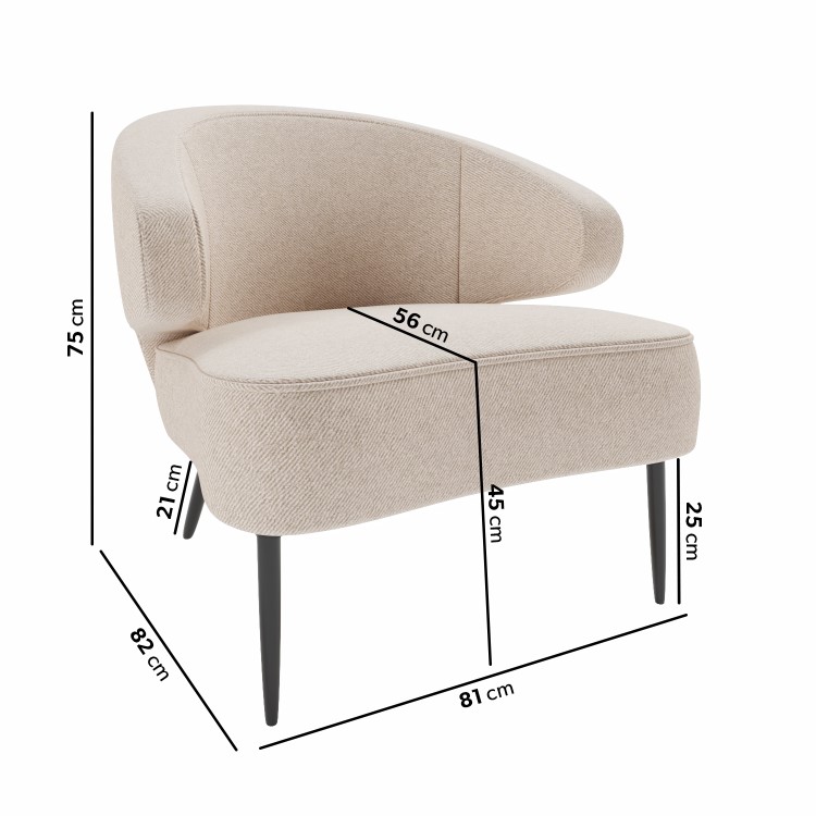 ONLY OPENED - Beige Fabric Armchair with Black Metal Legs - Tyler