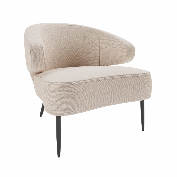 ONLY OPENED - Beige Fabric Armchair with Black Metal Legs - Tyler