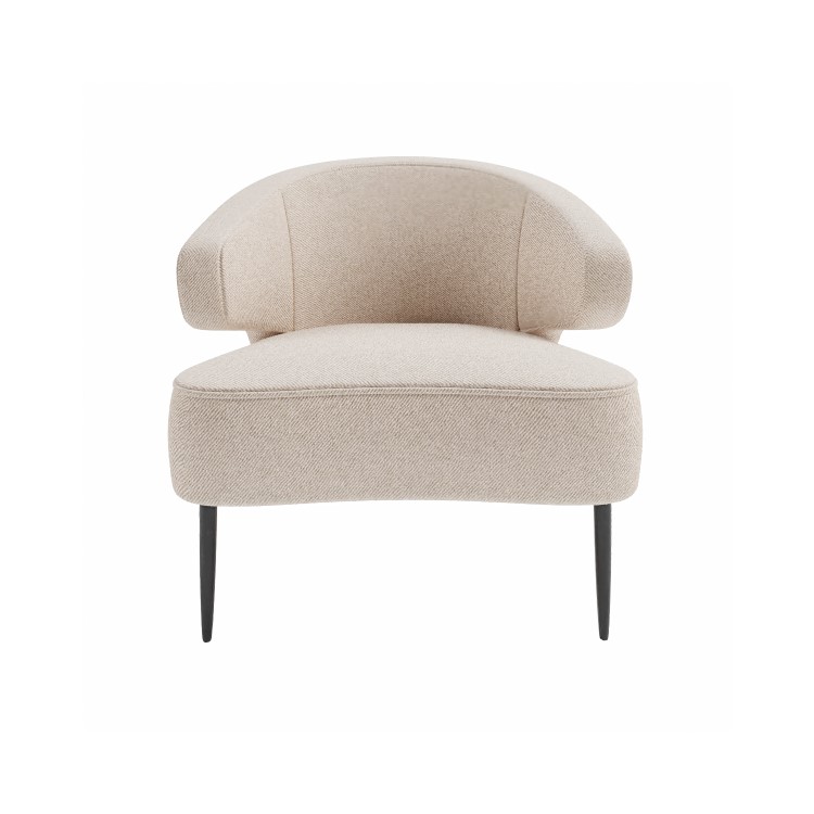 ONLY OPENED - Beige Fabric Armchair with Black Metal Legs - Tyler