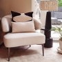 Beige Fabric Accent Chair with Black Metal Legs - Tyler