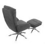 Grey Velvet Swivel Lounge Chair with Footstool - Tyra