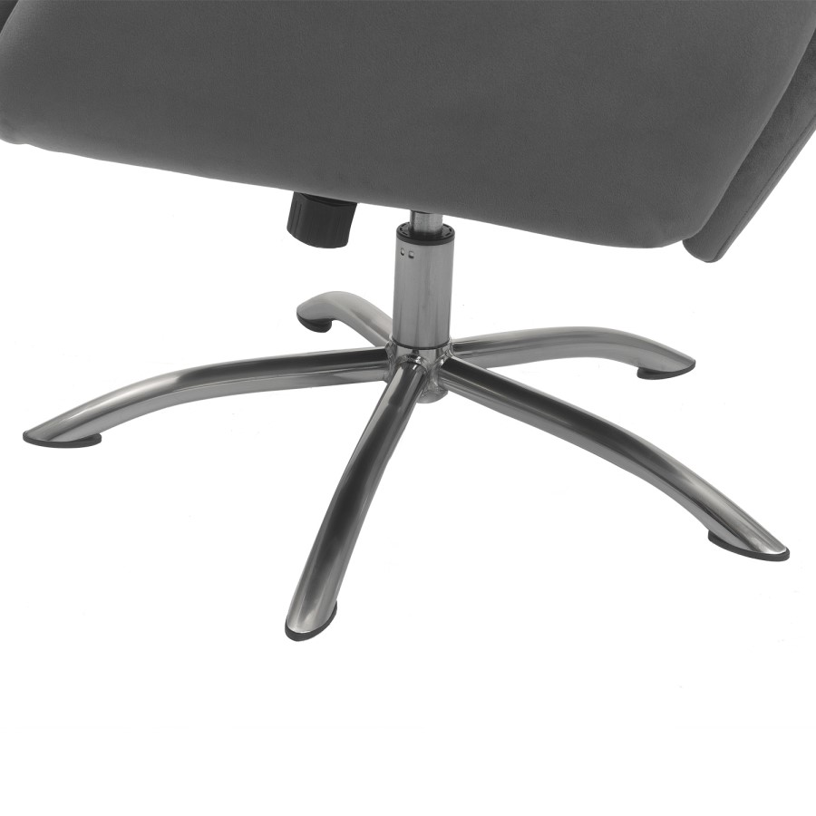 GRADE A1 - Dark Grey Velvet Swivel Recliner Chair with Footstool - Tyra