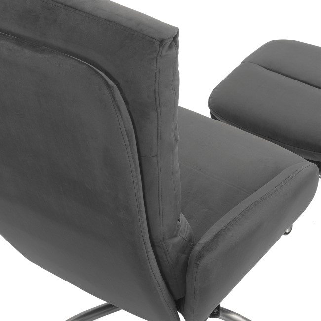 Grey Velvet Swivel Lounge Chair with Footstool - Tyra