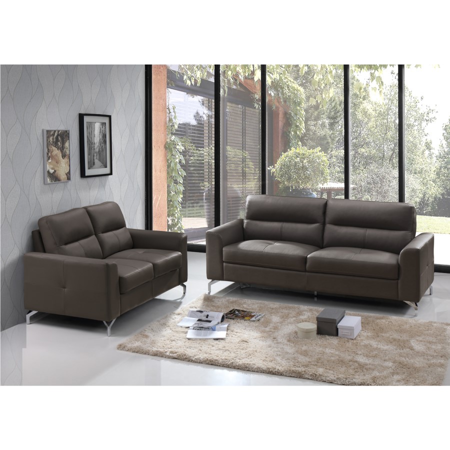Tanaro Grey Leather Sofa - Seats 2 