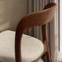 Set of 2 Beige Upholstered Dining Chairs with Walnut Solid Wood Frame - Uma
