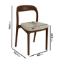 Set of 2 Beige Upholstered Dining Chairs with Walnut Solid Wood Frame - Uma