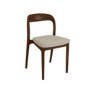 Set of 2 Beige Upholstered Dining Chairs with Walnut Solid Wood Frame - Uma
