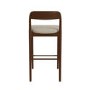 Beige Upholstered Kitchen Stool with Walnut Solid Wood Frame - Uma