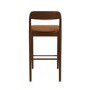 Rust Upholstered Kitchen Stool with Walnut Solid Wood Frame - Uma