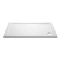 1000x700mm White Acrylic Capped Stone Resin Rectangular Shower Tray - Pearl