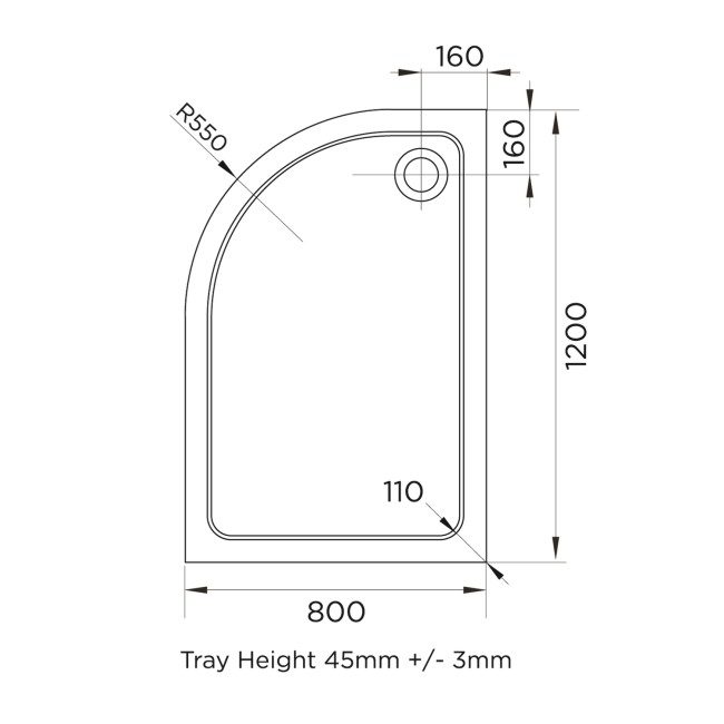 1200x800mm White Acrylic Capped Stone Resin Left Hand Offset Quadrant Shower Tray - Pearl 