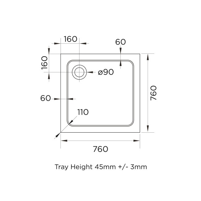 760x760mm White Acrylic Capped Stone Resin Square Shower Tray - Pearl