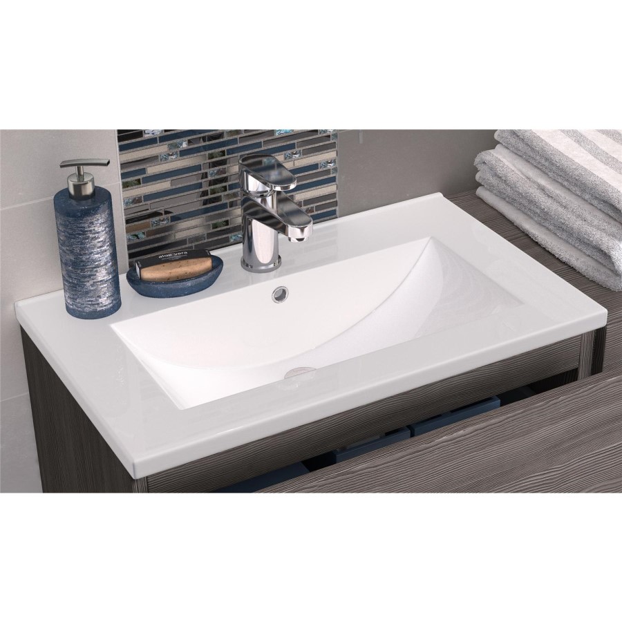 Hudson Reed Grey Floor Standing Bathroom Cabinet & Basin - W805 x H828mm
