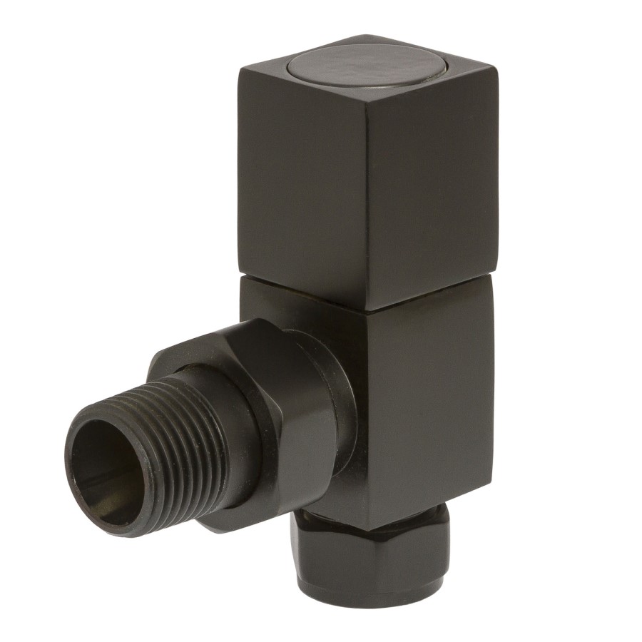GRADE A1 - Square Angled Radiator Valves Black