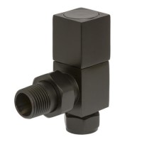 GRADE A1 - Square Angled Radiator Valves Black