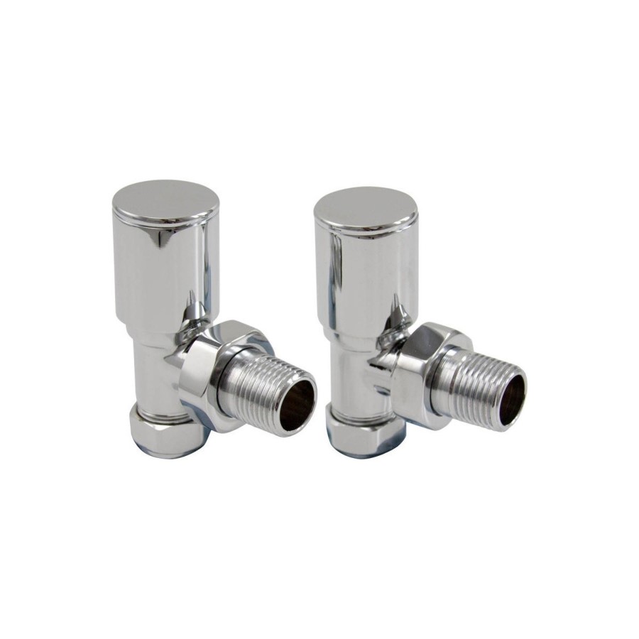 Round Angled Radiator Valves Chrome