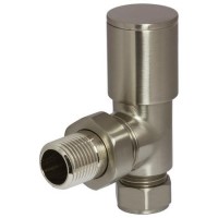 Round Angled Radiator Valves Brushed Nickel