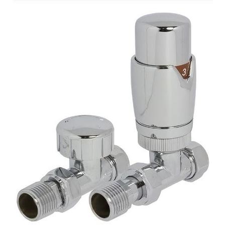 Towelrads Round Straight TRV and Lockshield Radiator Valves Chrome