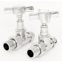 GRADE A1 - Period Cross Head Straight Radiator Valves Chrome