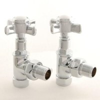 Period Cross Head Angled Radiator Valves Chrome