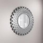 GRADE A1 - Round Wall Mirror in Brushed Steel With Woven Effect By Valentina