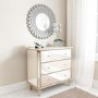 GRADE A1 - Round Wall Mirror in Brushed Steel With Woven Effect By Valentina