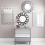 GRADE A1 - Round Wall Mirror in Brushed Steel With Woven Effect By Valentina