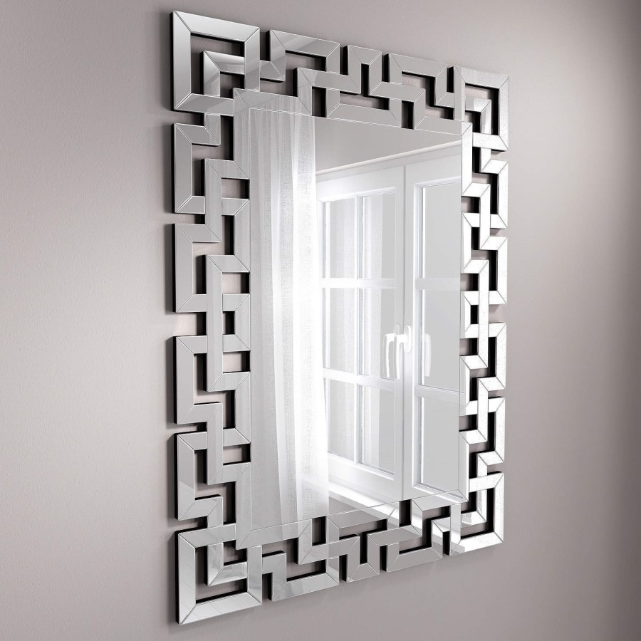 Rectangle Silver Wall Mirror With Maze Detail By Valentina