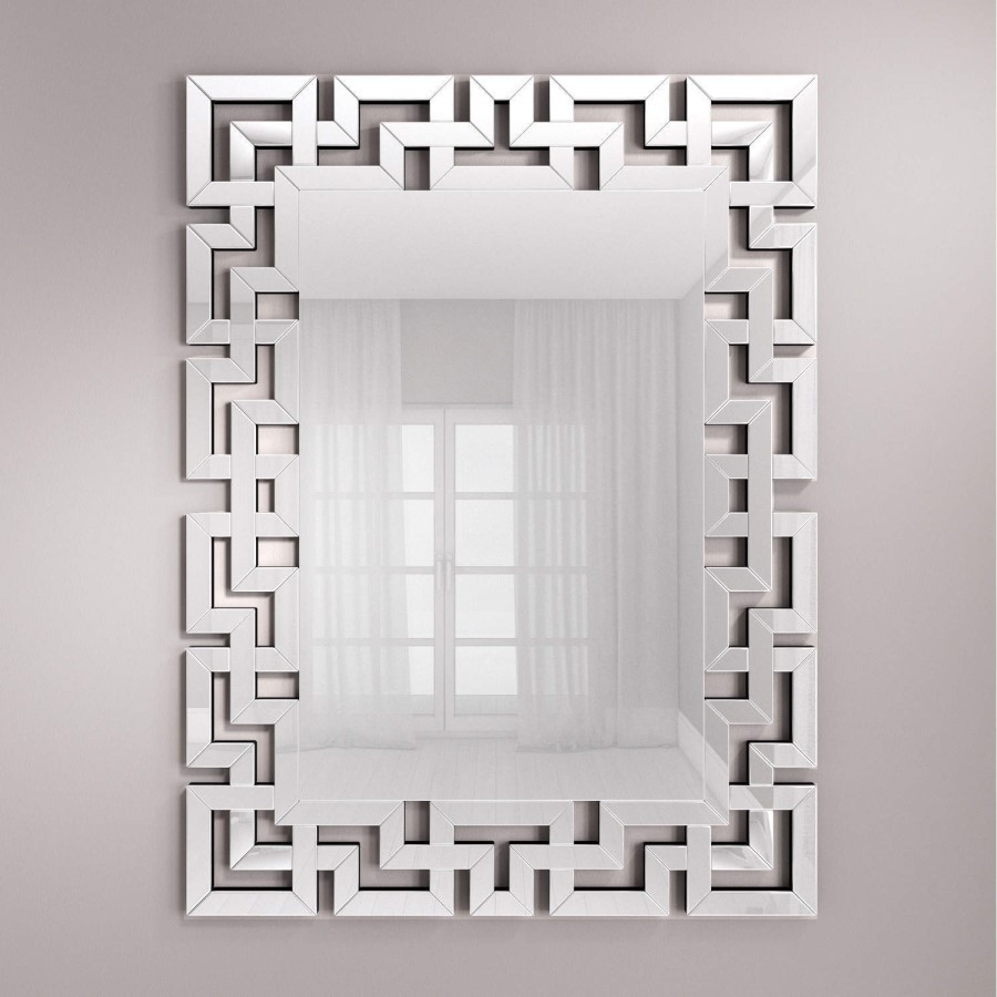 Rectangle Silver Wall Mirror With Maze Detail By Valentina